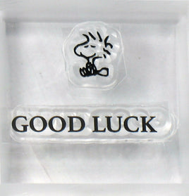 Peanuts 2 - Piece Clear Vinyl Stamps On Thick Acrylic Block - Woodstock (Good Luck) - snoopn4pnuts.com