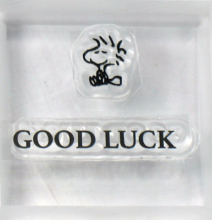 Peanuts 2 - Piece Clear Vinyl Stamps On Thick Acrylic Block - Woodstock (Good Luck) - snoopn4pnuts.com