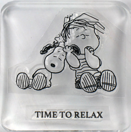Peanuts 2 - Piece Clear Vinyl Stamps On Thick Acrylic Block - Linus "Time To Relax" - snoopn4pnuts.com