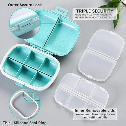 Peanuts Safe and Secure Pill Box With 8 Compartments - Perfect Size For Purse and Traveling! - snoopn4pnuts.com