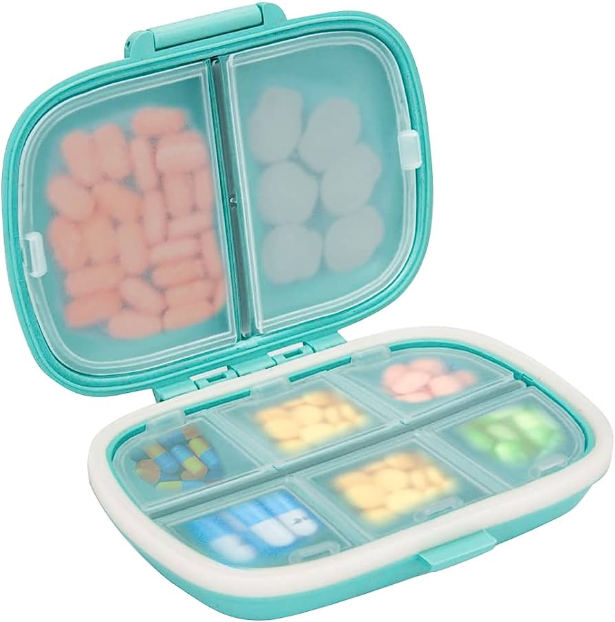 GetUSCart- FYY Daily Pill Organizer,2 Pcs 7 Compartments Portable Pill Case  Travel,Folding Design Pill Box for Purse Pocket to Hold Vitamins,Cod Liver  Oil,Supplements and Medication-Pink
