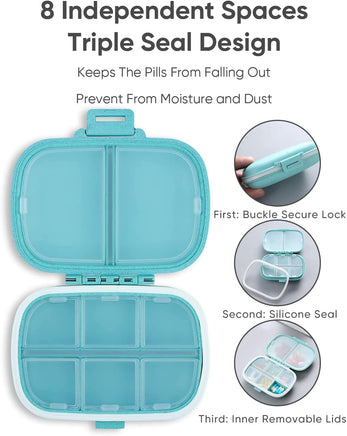 Peanuts Safe and Secure Pill Box With 8 Compartments - Perfect Size For Purse and Traveling! - snoopn4pnuts.com