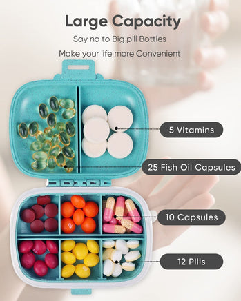 Peanuts Safe and Secure Pill Box With 8 Compartments - Perfect Size For Purse and Traveling! - snoopn4pnuts.com