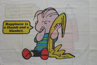 Peanuts Gang Vintage Pillow Case - Happiness Is A Thumb and A Blanket (Good Condition)