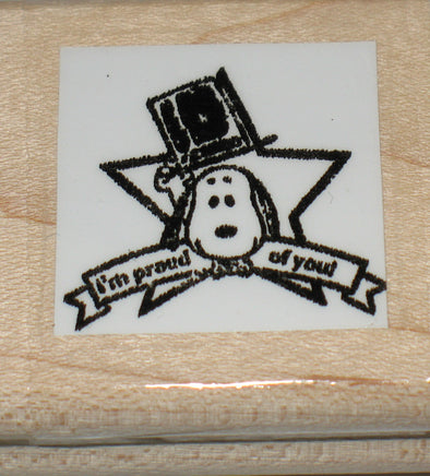 "I'm Proud Of You" Rubber Stamp (Used Stamp/Remounted - Thin Wood Block) - snoopn4pnuts.com
