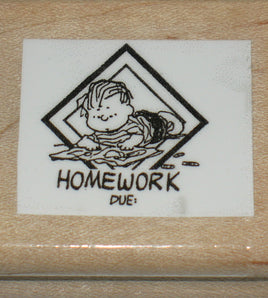 "Homework Due" Rubber Stamp (NEW/Remounted) - snoopn4pnuts.com