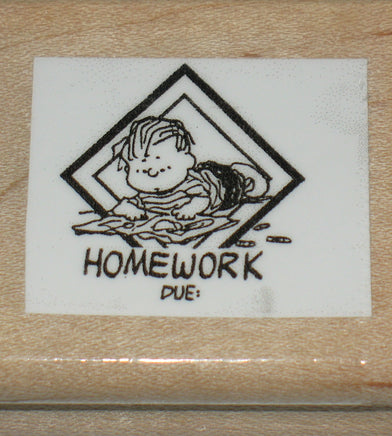 "Homework Due" Rubber Stamp (NEW/Remounted) - snoopn4pnuts.com