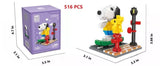 Snoopy Mini Lego Blocks-Style Scene - Skateboarder