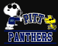 Snoopy College Football Indoor/Outdoor Waterproof Vinyl Decal - Pitt Panthers
