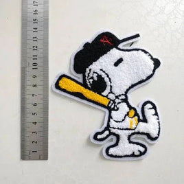 Snoopy Baseball Player Large Soft Furry Patch (Sew - On) - snoopn4pnuts.com