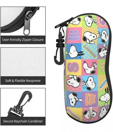 Snoopy Padded Eyeglasses Case With Carabiner Clip - snoopn4pnuts.com