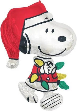 Snoopy Giant 34” Mylar Or Air Fill Christmas Balloon - Santa With Lights - snoopn4pnuts.com