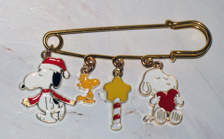 Snoopy Enamel Multi - Charm Safety Pin Brooch - snoopn4pnuts.com