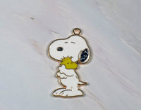 Snoopy Hugs Woodstock Gold-Tone and Enamel Charm