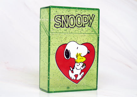 Snoopy Semi - Clear and Glittery Acrylic Hinged Cigarette Case - Snoopy Heart - snoopn4pnuts.com