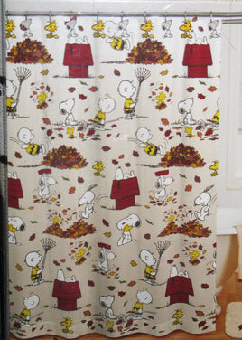 Peanuts Waterproof Shower Curtain and Decorative Metal Hooks (Hanger Rings) Set - snoopn4pnuts.com