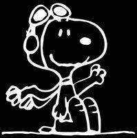 Flying Ace Snoopy Waving Die-Cut Vinyl Decal - White