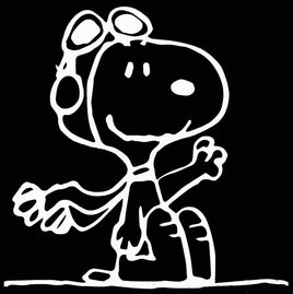 Flying Ace Snoopy Waving Die - Cut Vinyl Decal - White - snoopn4pnuts.com