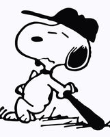 Snoopy Baseball Die-Cut Vinyl Decal - Black