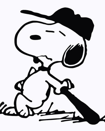 Snoopy Baseball Die - Cut Vinyl Decal - Black - snoopn4pnuts.com