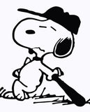 Snoopy Baseball Die-Cut Vinyl Decal - Black