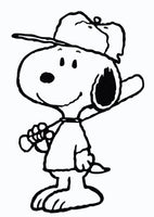 Snoopy Baseball Die-Cut Vinyl Decal - Black
