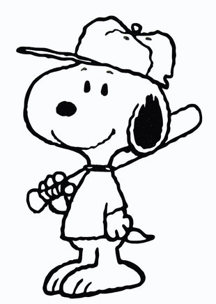 Snoopy Baseball Die - Cut Vinyl Decal - Black - snoopn4pnuts.com