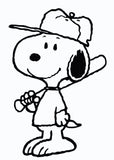 Snoopy Baseball Die-Cut Vinyl Decal - Black
