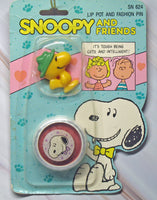 Snoopy and Friends Cosmetics - Lip Pot (Like Lip Stick) and Fashion Pin