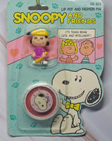 Snoopy and Friends Cosmetics - Lip Pot (Like Lip Stick) and Fashion Pin