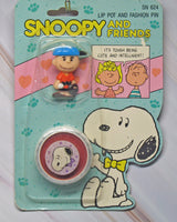Snoopy and Friends Cosmetics - Lip Pot (Like Lip Stick) and Fashion Pin