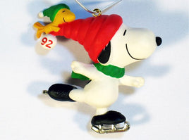 1992 Snoopy And Woodstock Skaters Christmas Ornament