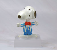 Snoopy Wearing Striped Suit PVC (Attached To Acrylic Base) - SUPER RARE! - snoopn4pnuts.com