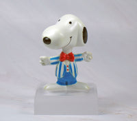 Snoopy Wearing Striped Suit PVC (Attached To Acrylic Base) - SUPER RARE!