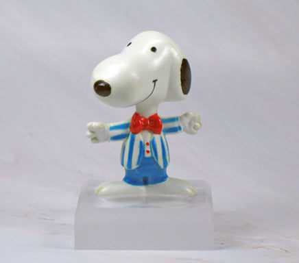 Snoopy Wearing Striped Suit PVC (Attached To Acrylic Base) - SUPER RARE! - snoopn4pnuts.com