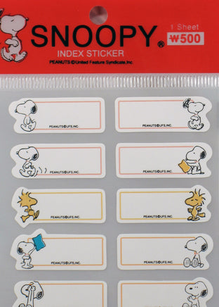 Snoopy Index (Labeling) Stickers - snoopn4pnuts.com