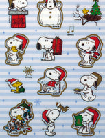 Snoopy Christmas Sticker Set With Gold Metallic Borders (Shiny Gold Borders!) - snoopn4pnuts.com