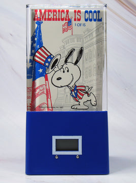 Peanuts Vintage Acrylic Card Holder Clock With Holographic Presidential Card (DIGITAL CLOCK NO LONGER WORKS) - snoopn4pnuts.com