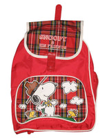 Kids Plaid Snoopy Backpack With Zippered Side Pockets