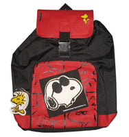 Snoopy Joe Cool Full-Size Backpack With Vinyl Accents and Woodstock Zipper Pull (New But Applique On Front Partially Discolored)