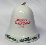 1975 Peanuts Porcelain Christmas Bell Ornament - Snoopy Santa