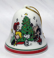 Mid-1970's Peanuts Porcelain Christmas Bell Ornament - Decorating Tree