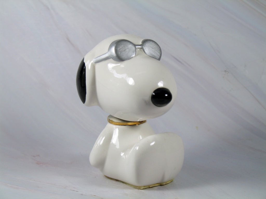 Snoopy Joe Cool Imported Porcelain Bobblehead With Gold Plated Collar (New But Near Mint)