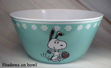 Snoopy Large 10" Melamine Easter Bowl - Great For Holding Easter Eggs, Candy, Etc.! (New But Near Mint) - snoopn4pnuts.com