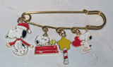 Snoopy Enamel Multi-Charm Safety Pin Brooch