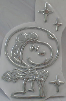 Snoopy Thick Faux - Chrome Self - Adhesive Car, Laptop, Luggage Vinyl 4 - Piece Emblem Set - snoopn4pnuts.com