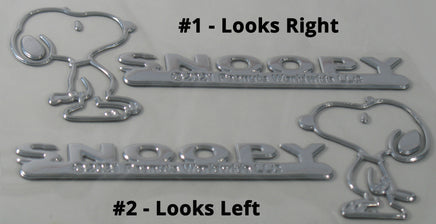 Snoopy Thick Faux - Chrome Self - Adhesive Car, Laptop, Luggage Vinyl Emblem Set (2 Directions To Choose From) - snoopn4pnuts.com