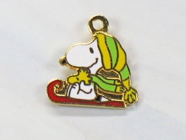 Snoopy Sledding Cloisonne Charm - snoopn4pnuts.com