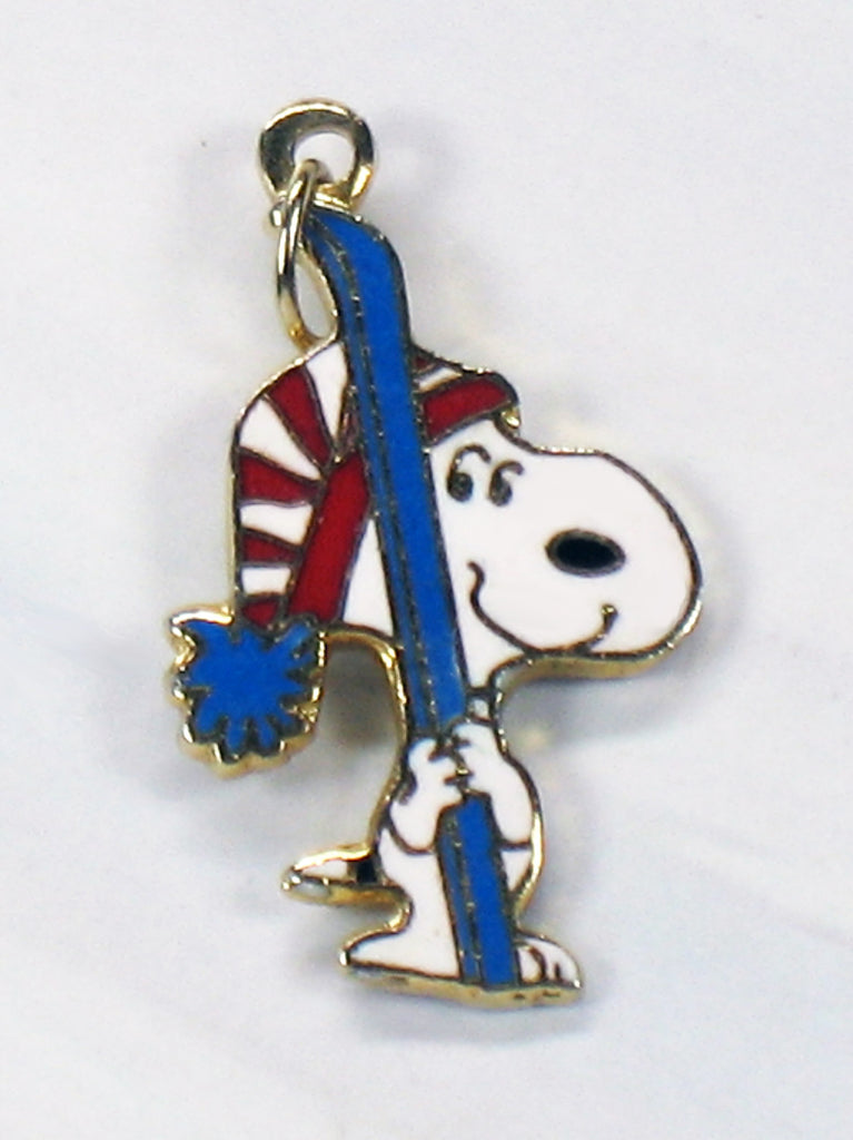 Snoopy Skier Cloisonne Charm