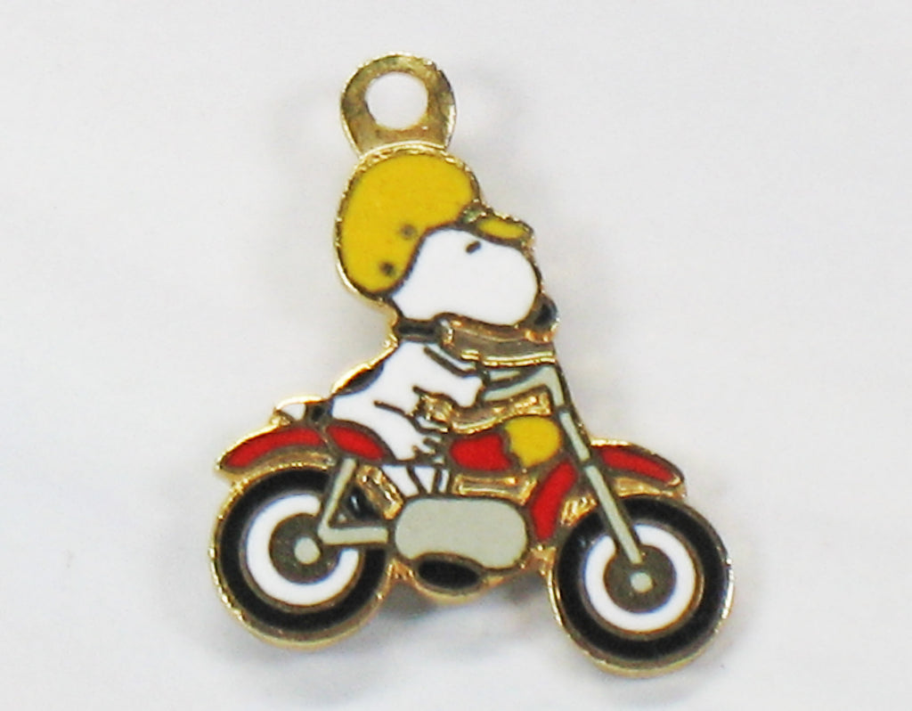 Snoopy Motorcycle Cloisonne Charm